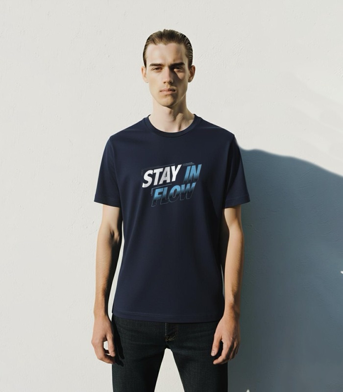 70e50999-2b9d-466d-8da8-9be2da62c27b Navy Blue Graphic Crew Neck T-shirt - Image 1