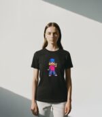 Black Women Crew Neck Graphic T-shirt