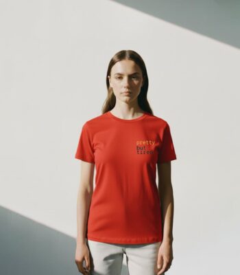 Red Women Crew Neck Graphic T-shirt
